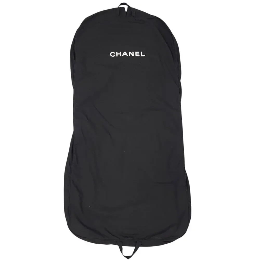 CHANEL Black Travel Garment Bag 100% Cotton Suit Dress Cover Carrier Riri Zip